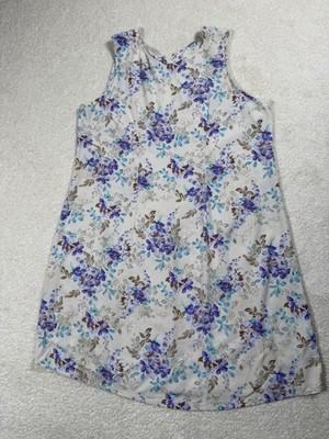 Cinnamon Girl Hawaii Dress Womens XL White Floral Sundress Shift Knee Length