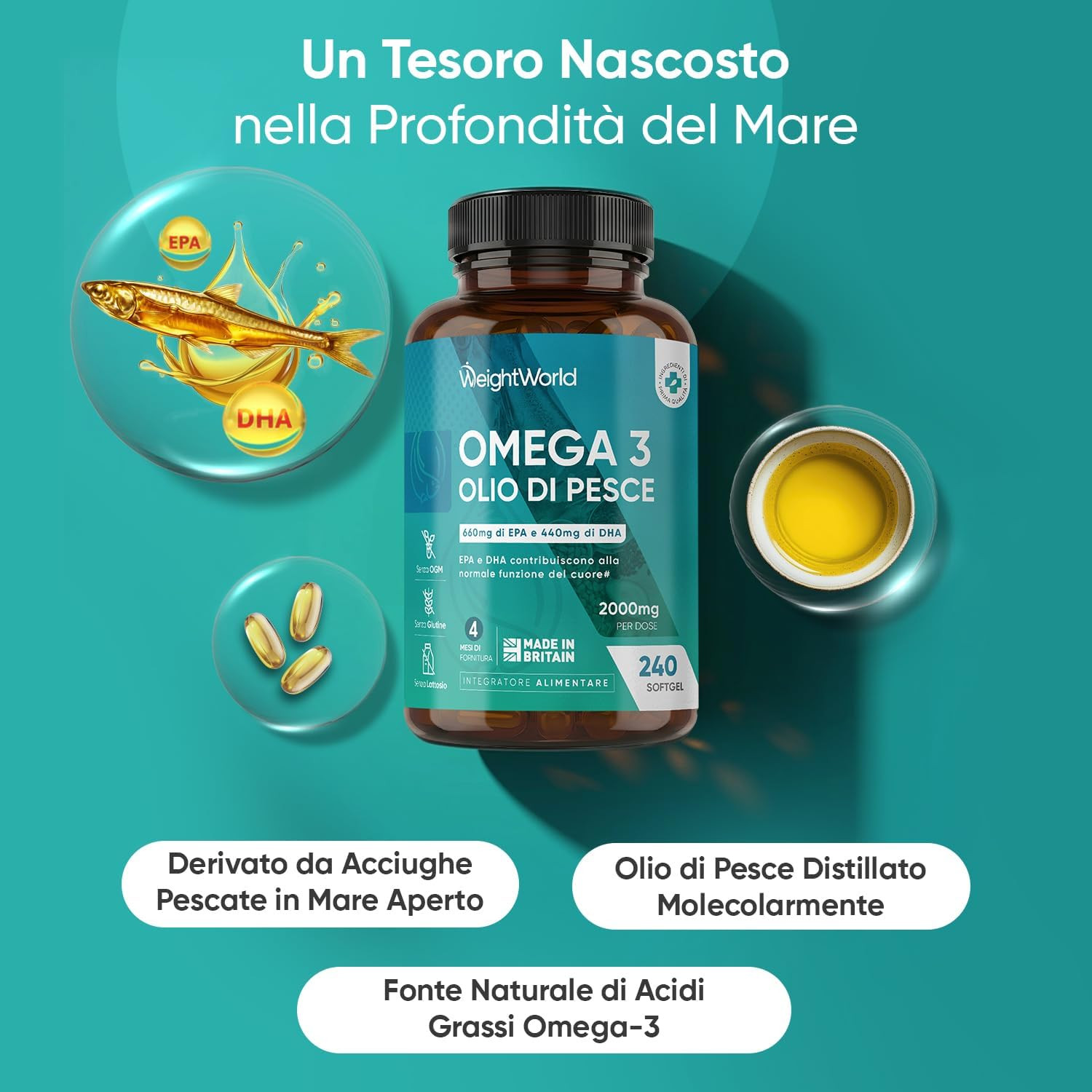 Omega 3 Olio di Pesce Puro 2000mg | Equilibrio e Benessere per il Cuore - 2