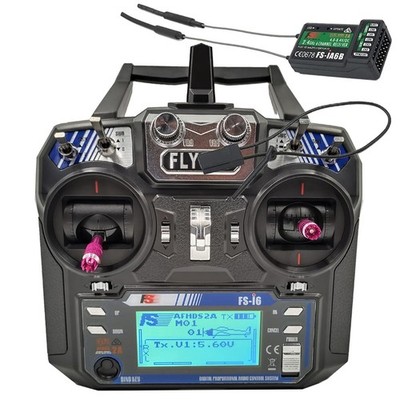 Alaohu FS-i6 6CH RC Transmitter and Receiver 6.85*3.5*7.48 inch, Black 