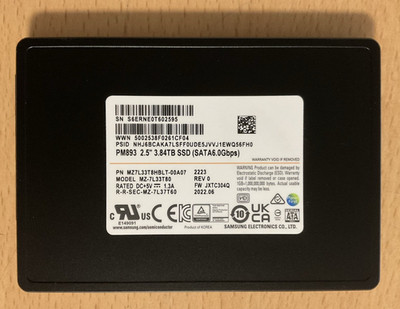 SSD Samsung Datacenter Enterprise PM893 3,84TB SATA III 6Gb/s - 99% CDI !