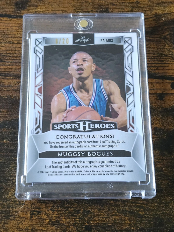2024 Hoja Metal Sports Heroes Muggsy Bogues #BA-MB3/20 Autografiado Black Ice Foto 2 de 3