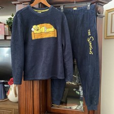 Simpson’s Adult Unisex Fleece Crewneck & Jogger 2pc Set Navy Homer Loungewear