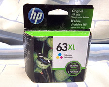 HP 63XL High Yield Tri-color Ink Cartridge F6U63AN Genuine Factory Sealed OEM