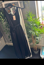 New Collection Black Ribbed maxi dress Scoop Neck One Size