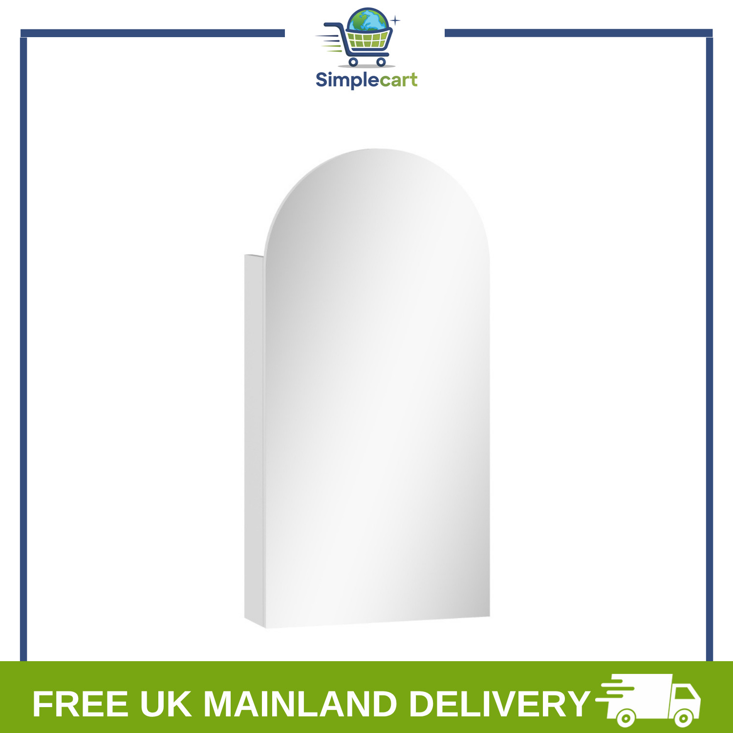 Arched Bathroom Mirror Cabinet with Adjustable Glass Shelves