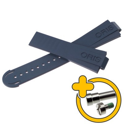 ORIS rubber strap with strap screws 24 mm, blue, for ORIS Aquis date a.o.