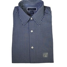 Club Room Men's Check Dress Shirt Navy White 14-14.5" 50