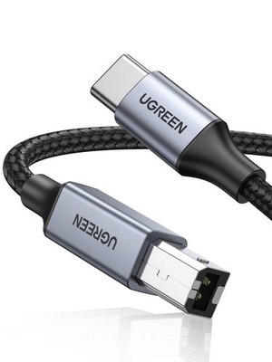 UGREEN USB B auf C Druckerkabel, Typ B 2.0 geflochtenes Datenkabel 1 m, grau 