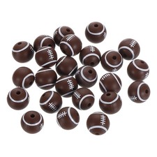 24Pcs Sports Ball Beads 12mm Silicone Round Spacer Focal Bead Rugby