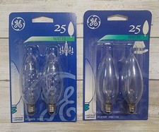 4 NOS GE 25BC 25 Watt Faceted/Clear Candelabra Base Light Bulb