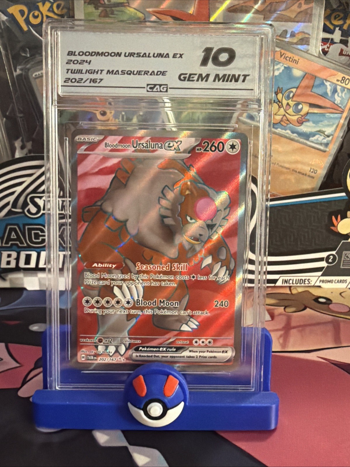 Pokemon Bloodmoon Ursaluna EX 202/167 Twilight Masquerade Ultra Rare Holo CAG 10