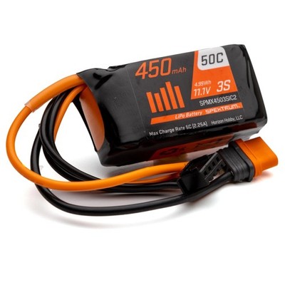 Spektrum Accessories 450mAh 3S 11.1V 50C LiPo Battery IC2 SPMX4503SIC2 Airplane