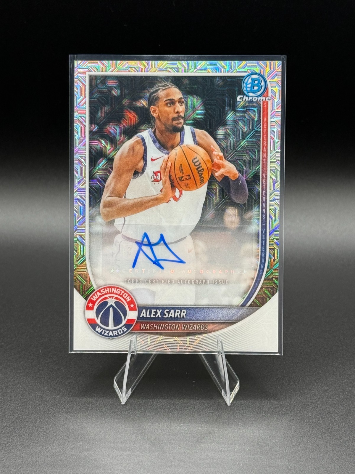 Alex Sarr 2025-26 Bowman Chrome Autograph #BCA-AS Mojo Refractor Wizards Auto