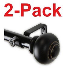 ROD DESYNE 2-Pack Dani 1 in. Single Curtain Rod 48 in. - 84 in. in Black