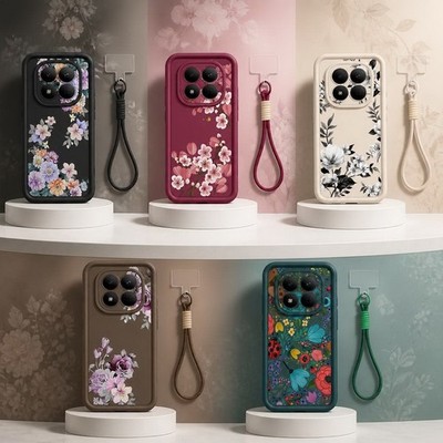 Flower Case For Xiaomi 14T Pro 13T/13T Pro Poco X7 X6 Pro M6 Pro Lanyard Cover
