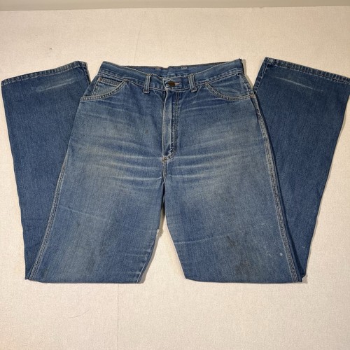 Vintage 70's Womens Wrangler No Fault Bootcut Jeans Patched Flare Sz 14 Western - Picture 1 of 14