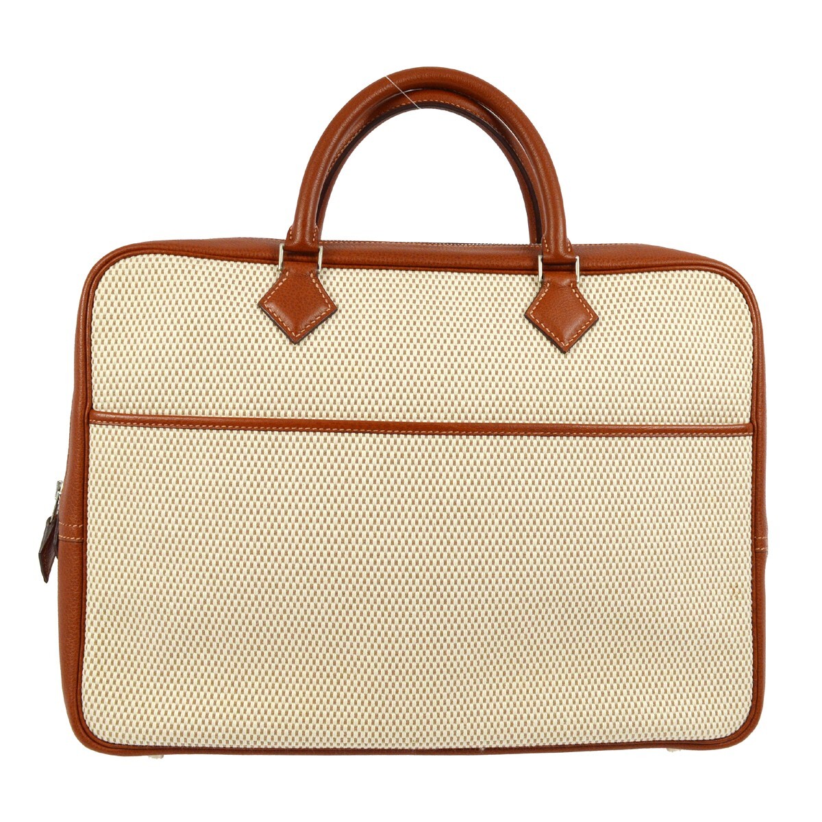 Hermes Natural Fauve Toile GM Buffalo Plume Doc 38 Handbag Hermes Natural Fauve Toile GM Buffalo Plume Doc 38 Handbag