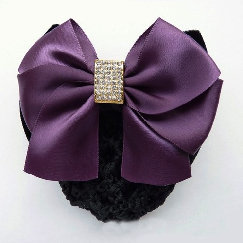 Women Satin Bow Barrette Double Bowknot Hair Net Hair Bun Barrette Hair Clip▱ - Picture 58 of 109