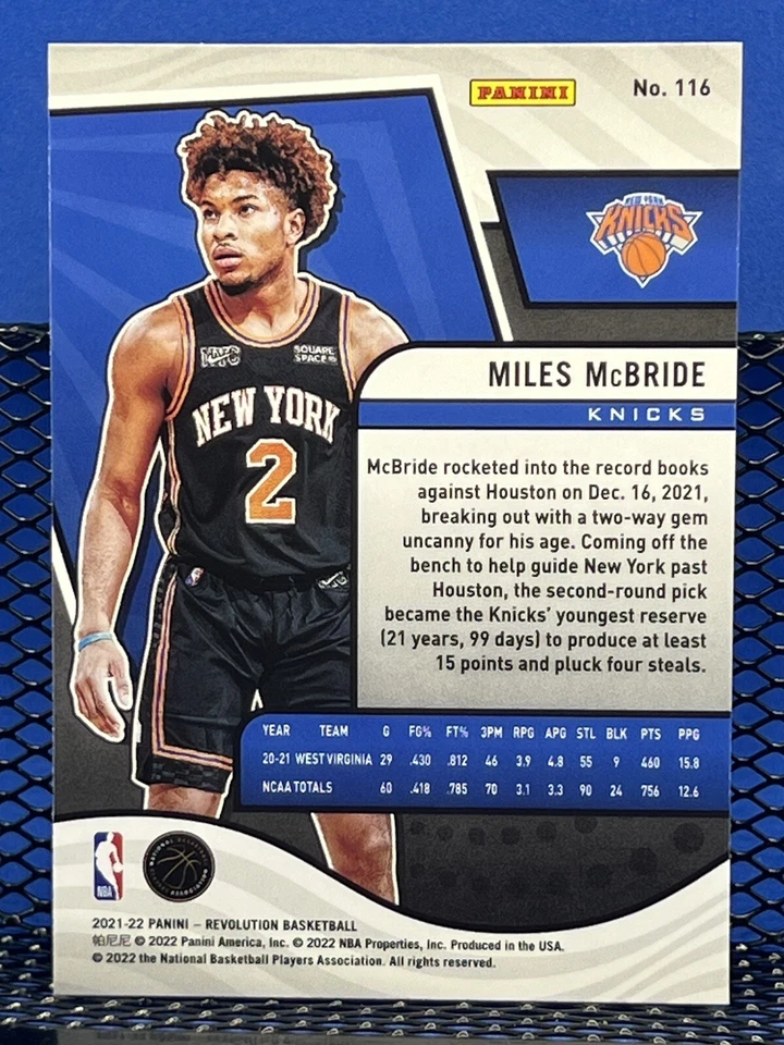 2021-22 Panini Revolution MILES MCBRIDE Rookie Card RC New York Knicks 116 - Image 2 of 2