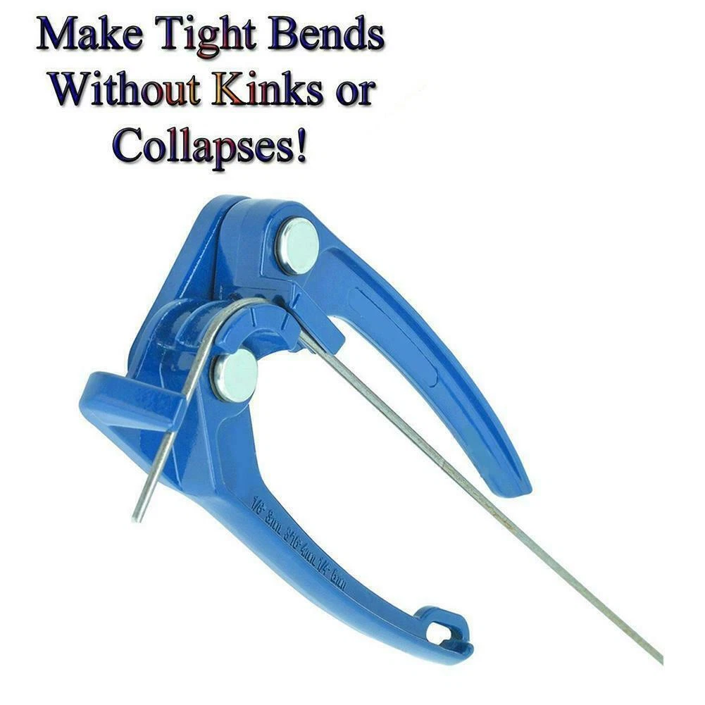 Tube Bender, 1/8in 3/16in 1/4in Aluminum Tube Bender Tubing Fuel Brake AC Refrigerant Conduit Bending Tool Blue