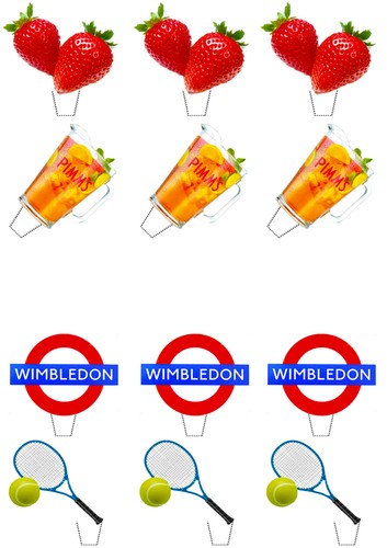 Wimbledon Tennis Novelty Edible Cup Cake Toppers, Standup Bun Fairy Decorations - Picture 3 of 4