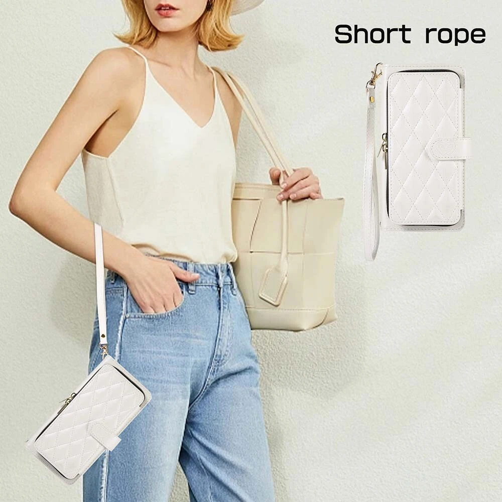 Durable Leather Zipper Flip Wallet Case for iPhone 15 Pro Max 14 13 12 11 XR