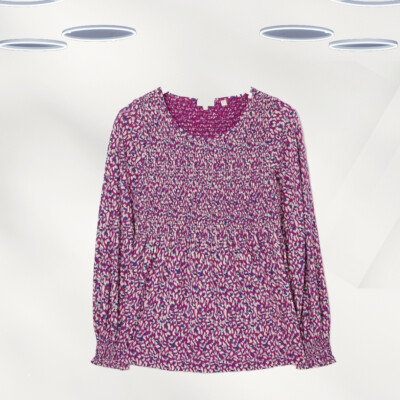 Ex Fat Face Damen Langarmshirt Tierstruktur in Lila