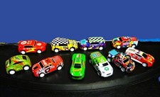 Lot of 10 pull back motor cars HO Scale.