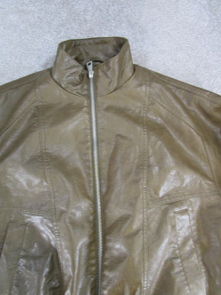 Topshop Jacket Womens Xs Us 0-2 Brown Faux Leather Vintage Look - Image 3 of 4