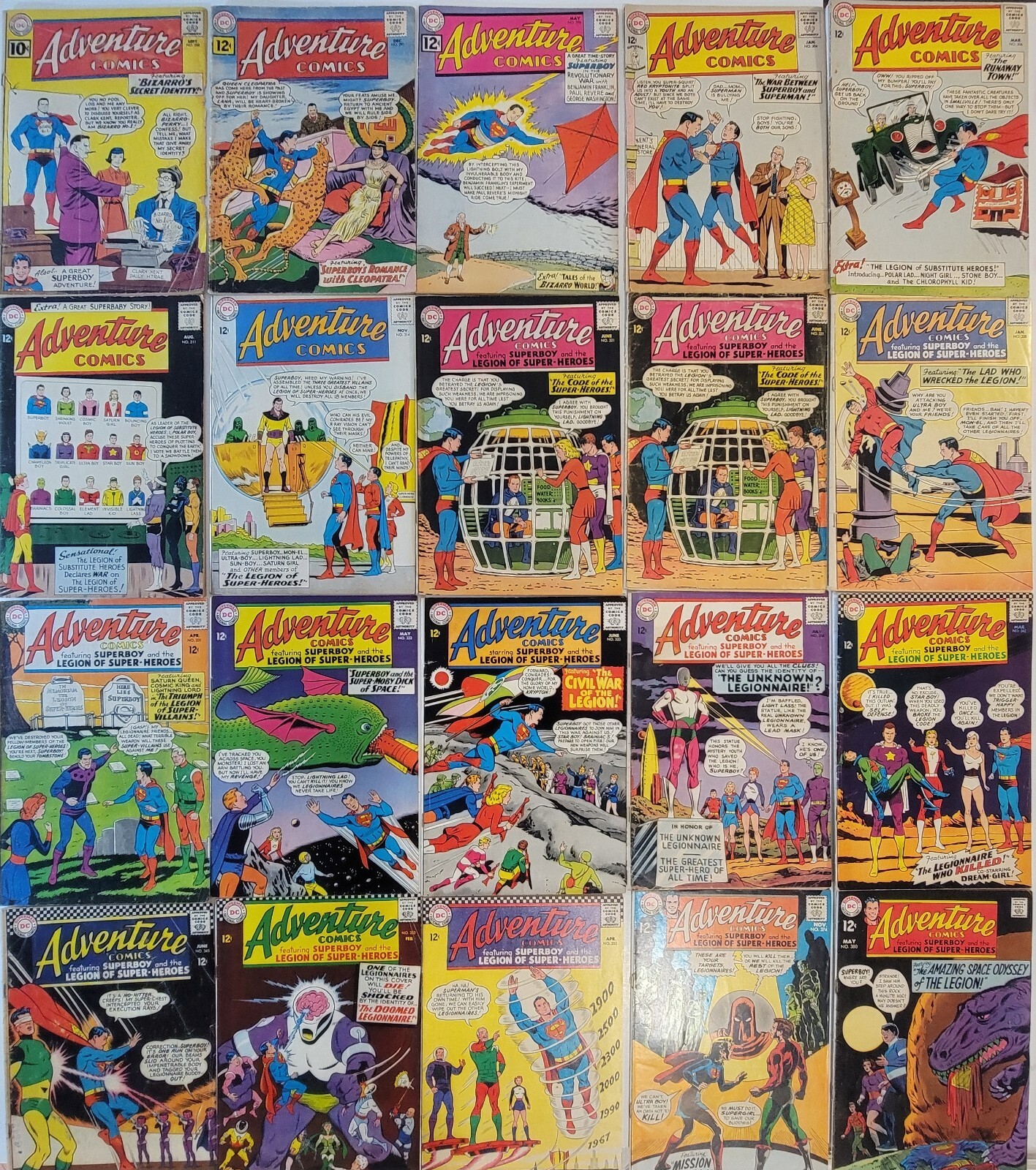 ADVENTURE COMICS Silver Age (20) #288-380* VF-VG 1960 Superman, Superboy, Krypto