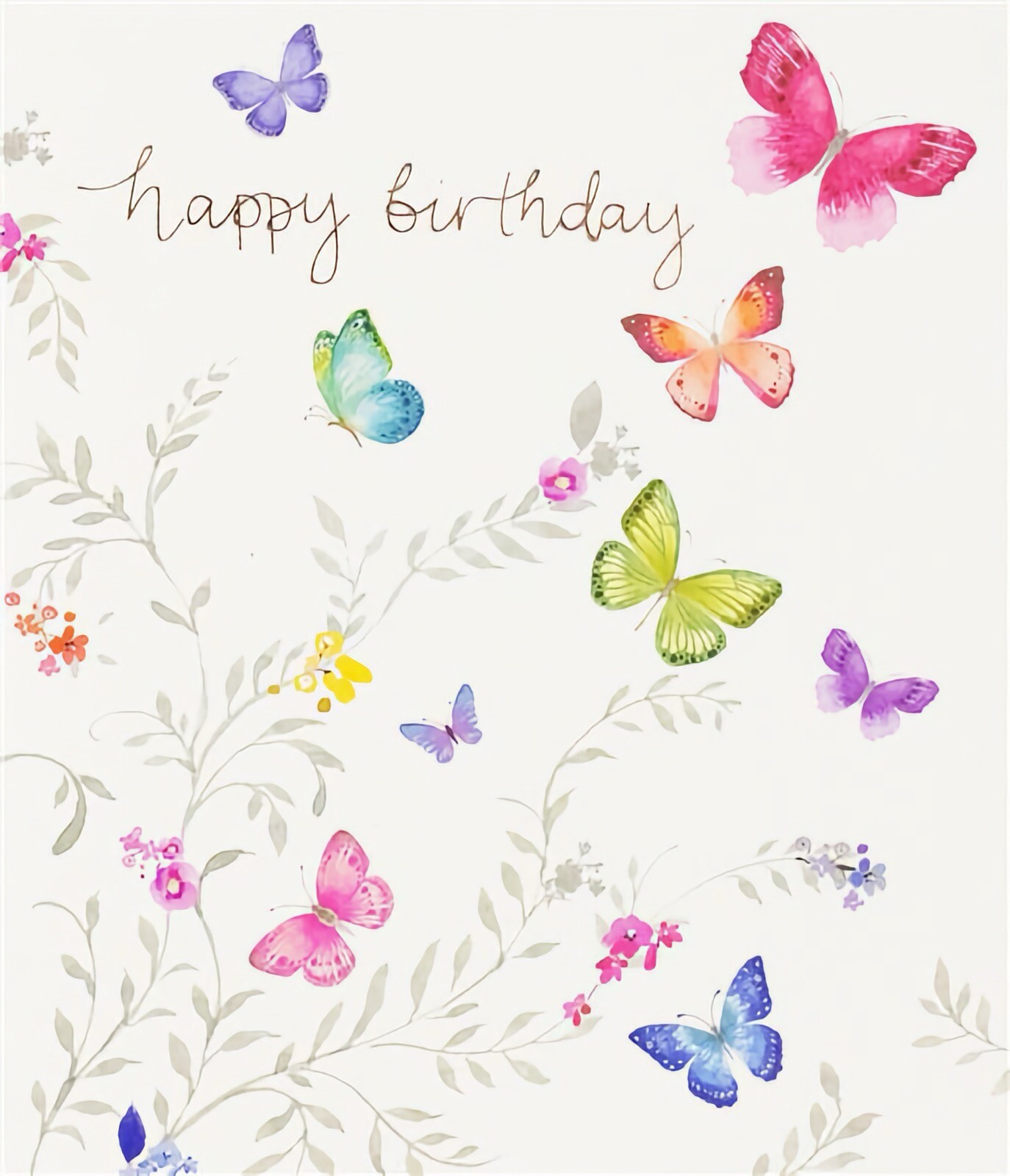 Happy Birthday Card Butterflies Flowers Female Mum Nan Sister Daughter Friend