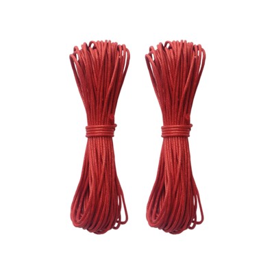 2PCS 2mm Waxed Cotton Cord 45FT Per Pack Red Durable String for DIY Craft