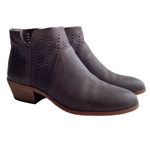 Zip Ankle Fashion Boots Gray Leather 