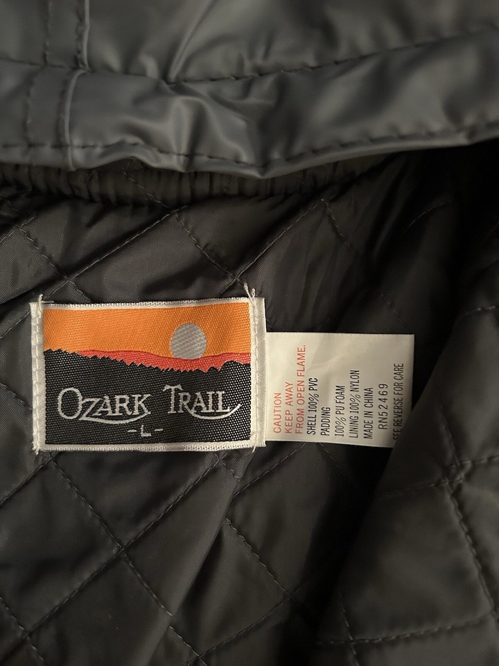 Ozark Trail PVC Rain Jacket Coat, Quilted, Buttoned, Grey Mens L eBay