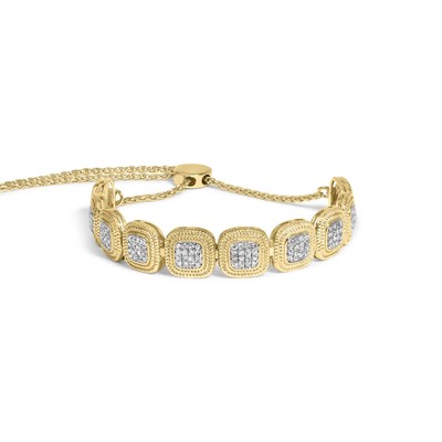 14k Gelbgold plattiert Silber 5/8 ctw Diamant Komposit Kissen Bolo Armband