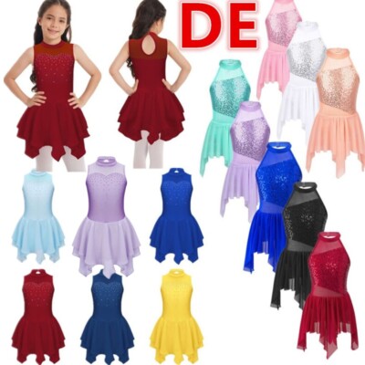 DE Kinders Mädchen Rollschuhkleid Ärmellos Ballettkleid Neckholder Ballettanzug