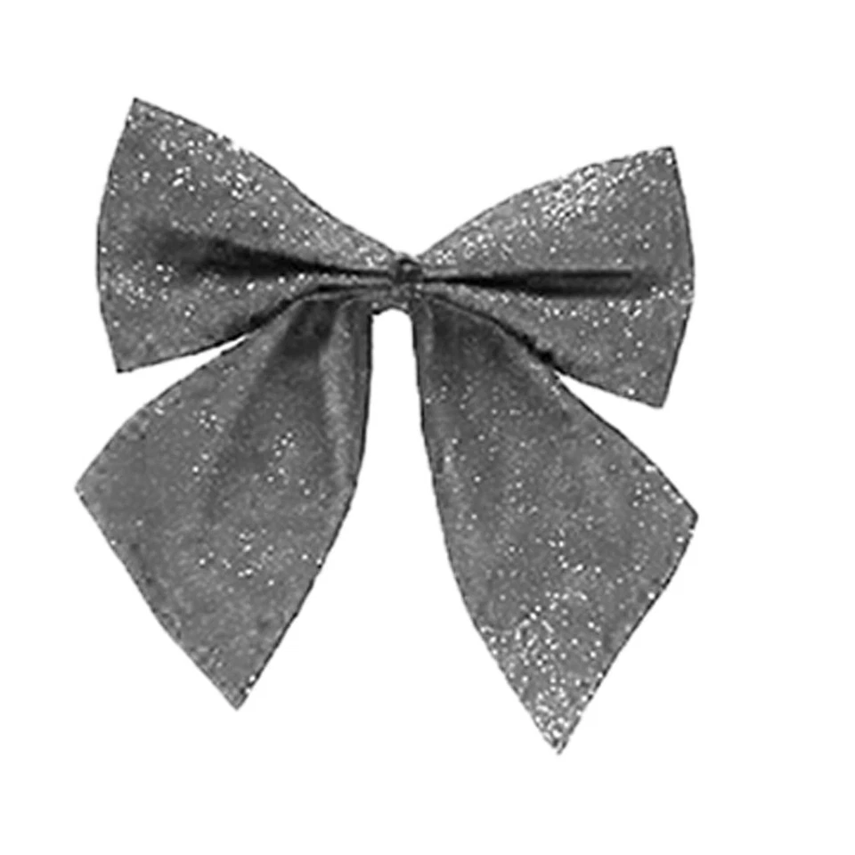 Set di 20 Fiocchi ARGENTO Glitterati Tessuto - Decorazioni per Albero di Natale - Immagine 3 di 4