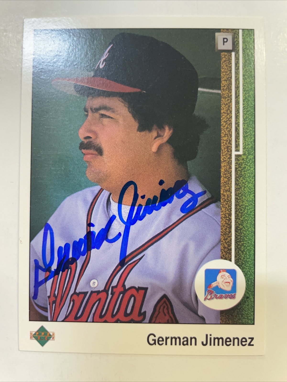German Jimenez Autographed 1989 Upper Deck Card #113 Atlanta Braves A-455