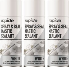 3 x 400ml Seal White Mastic Sealant Spray For Guttering Roof Window Pipes Soil