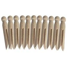  Round Wooden Clothespins, 12 Pcs Old Fashioned Traditional As Picture Show