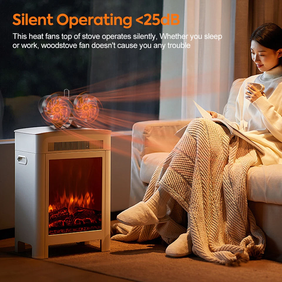 6 Blades Fireplace Stove Fan Heat Cocoon Self-Powered Wood Top Burner Eco Heater - image 4 of 4