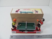 Playing Ping Pong Key Wind Up Tin Toy MS 358 With Original Box