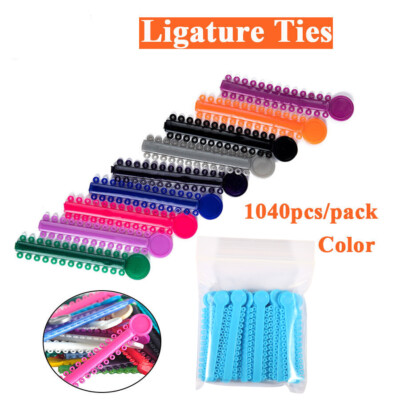1040Pcs Dental Orthodontic Braces Ligature Ties Elastic Rubber Bands 43 Color