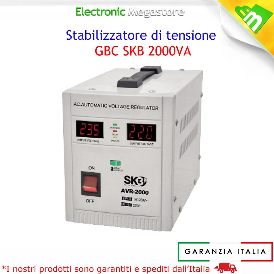 GBC STABILIZZATORE DI TENSIONE E CORRENTE 1200W 2000VA CON DISPLAY DIGITALE STAB2000
