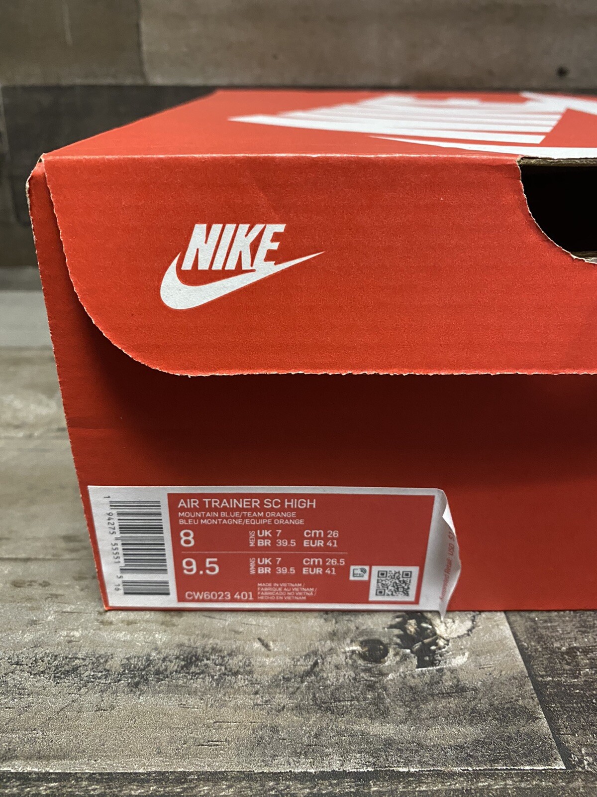 nike air trainer sc high navy blue orange