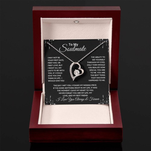 Collar Corazón de Oro Blanco 14k Alma Gemela Collar Colgante Regalo para Todas las Ocasiones - Imagen 12 de 38