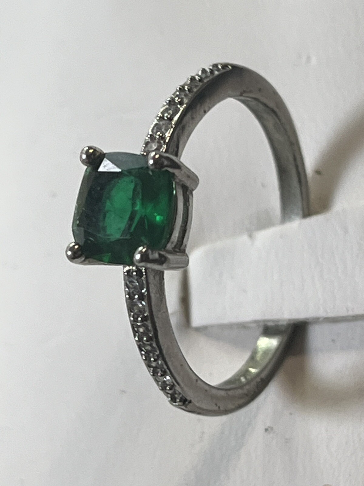Created Emerald Ring Solid Sterling Silver 925 Si… - image 1