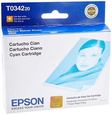 GENUINE Epson 34 T0342 Cyan Ink Cartridge for Stylus Photo 2200 Printer