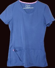 HeartSoul Women's Scrub Top Navy Blue Size XS 3-Pocket V Neck Stretch