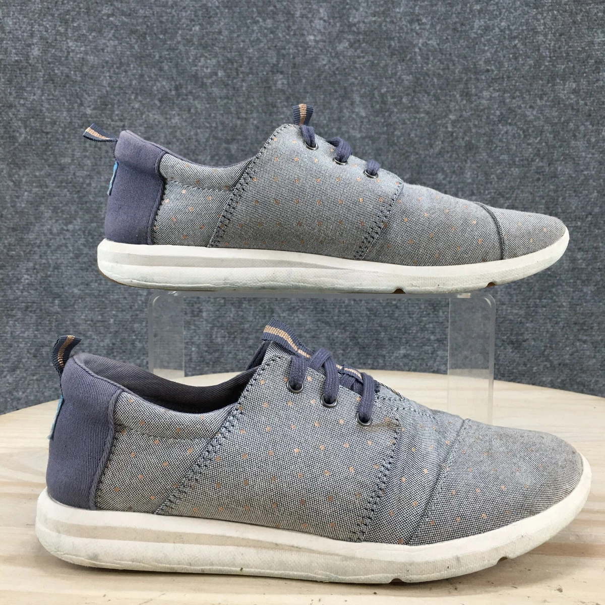 Toms Shoes Womens 8 Del Rey Casual Low Sneakers 10012867 Blue Fabric Lace Up